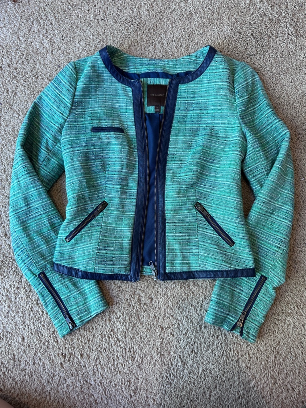 The Limited Teal & Navy Zip-Front Jacket
